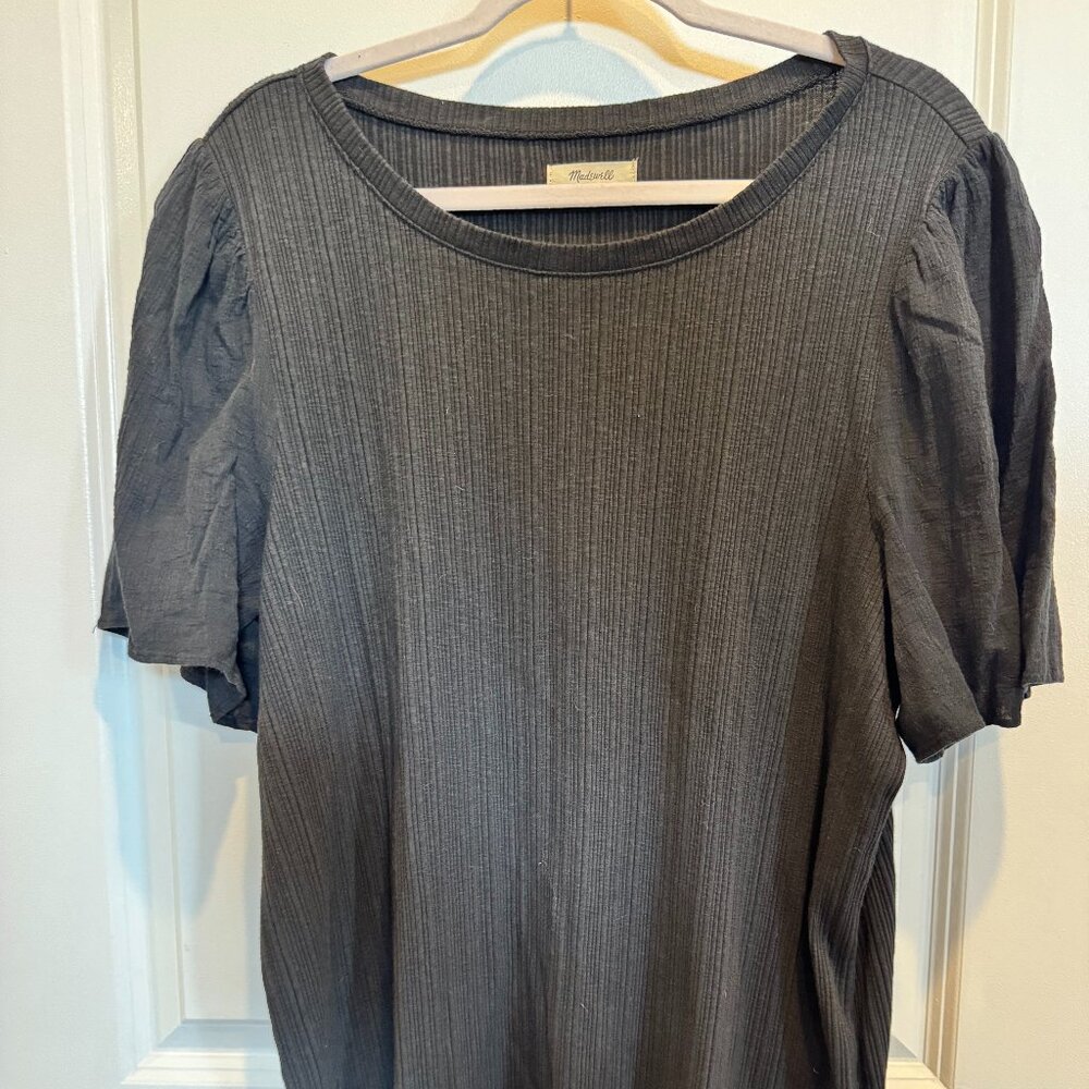 Madewell Textured Puff-Sleeve Knit Top – Black – Women’s XXL